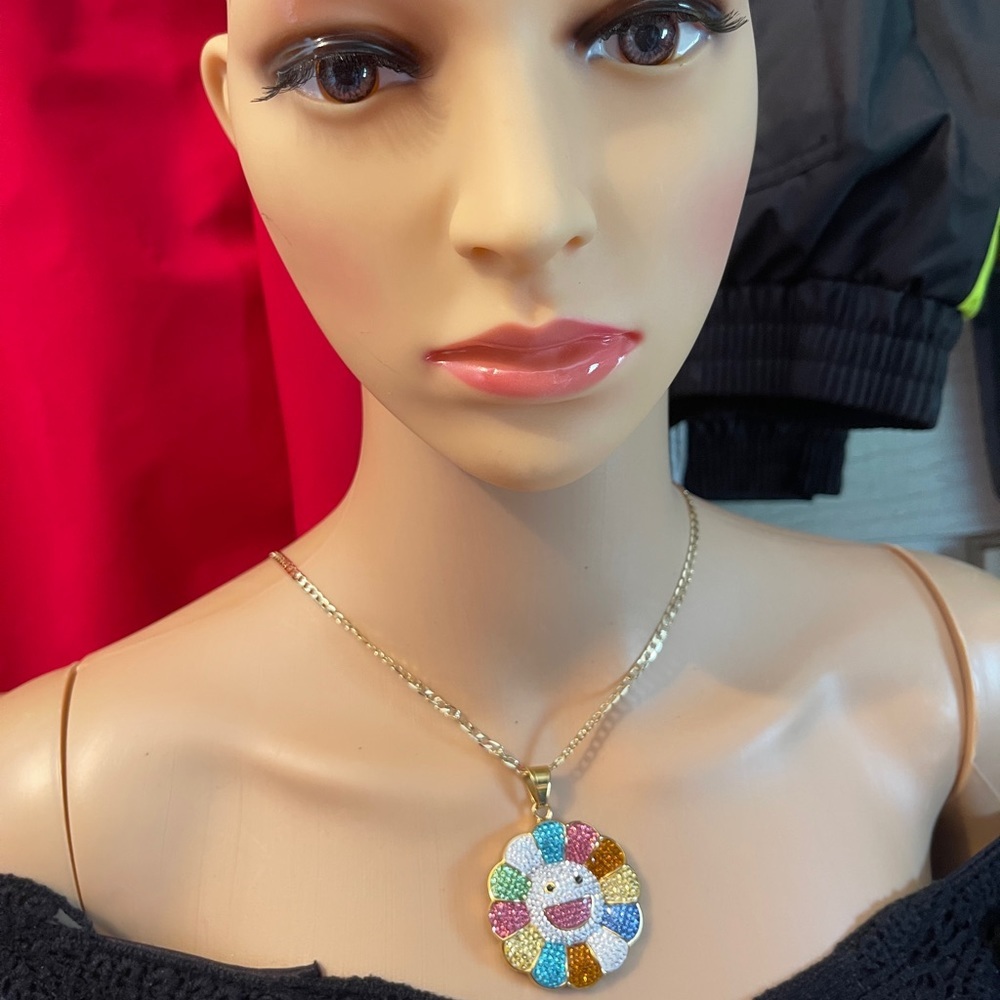 Colorful Happy Shiny Sun Chain with Pendant 14K Gold Plated - Picture 5 of 12